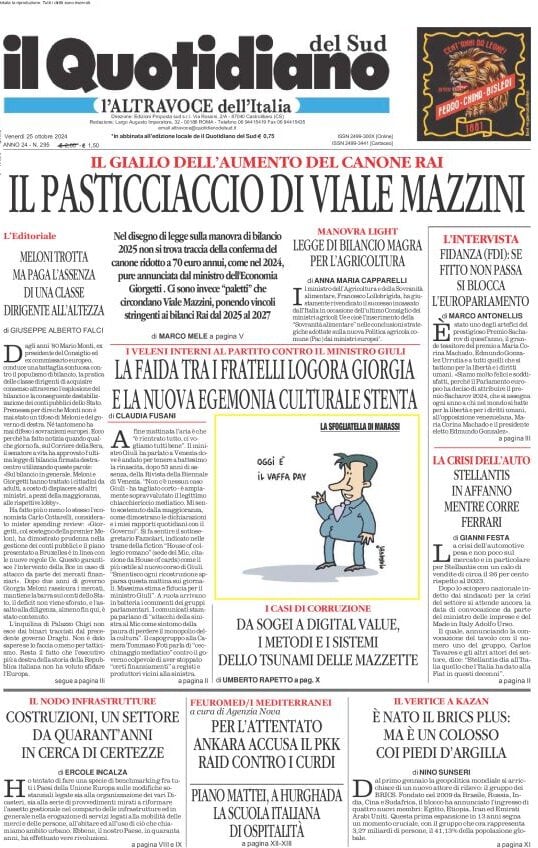 Prima-pagina-il-quotidiano-del-sud-edizione-di-oggi-25-10-2024