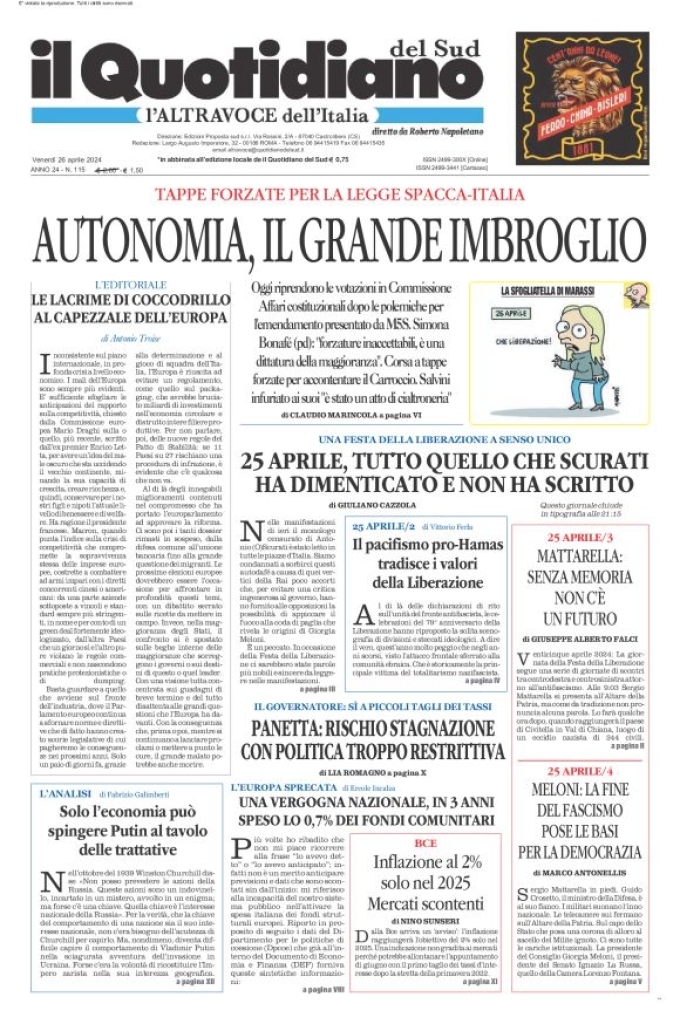 Prima-pagina-il-quotidiano-del-sud-edizione-di-oggi-26-04-2024