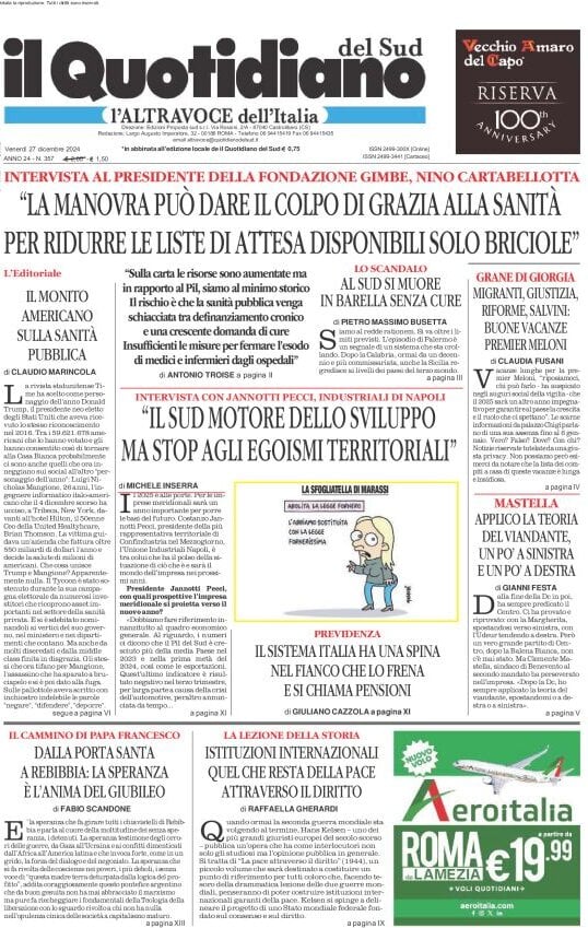 Prima-pagina-il-quotidiano-del-sud-edizione-di-oggi-27-12-2024