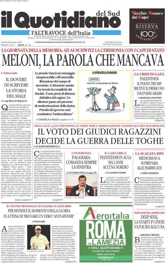 Prima-pagina-il-quotidiano-del-sud-edizione-di-oggi-28-01-2025