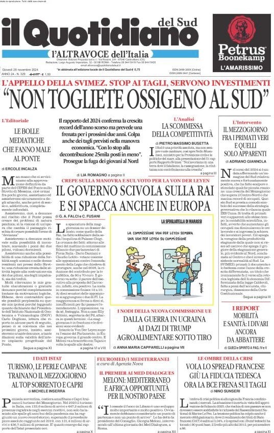 Prima-pagina-il-quotidiano-del-sud-edizione-di-oggi-28-11-2024