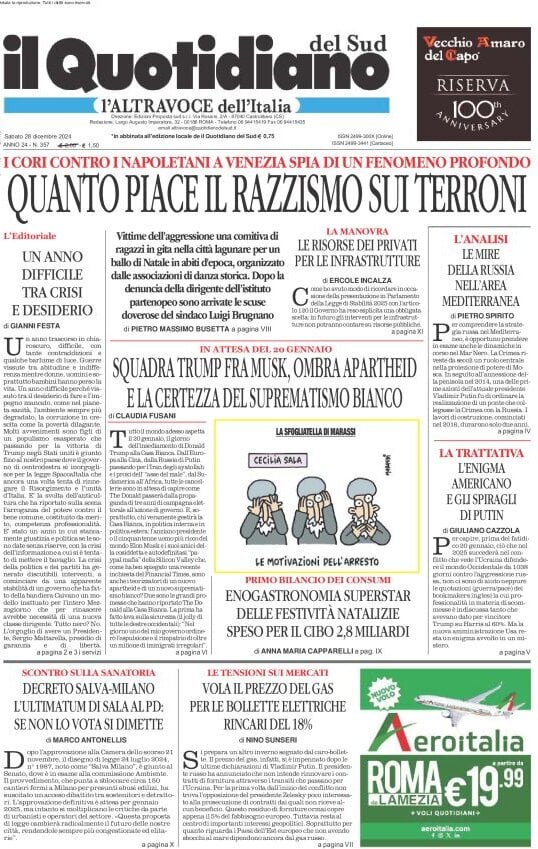 Prima-pagina-il-quotidiano-del-sud-edizione-di-oggi-28-12-2024