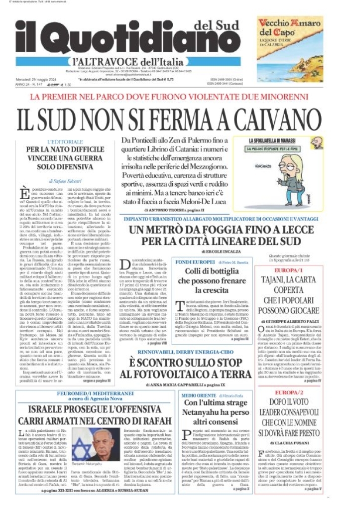 Prima-pagina-il-quotidiano-del-sud-edizione-di-oggi-29-05-2024