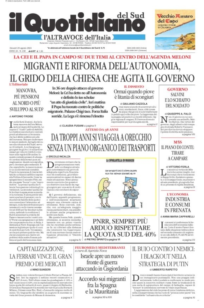 Prima-pagina-il-quotidiano-del-sud-edizione-di-oggi-29-08-2024