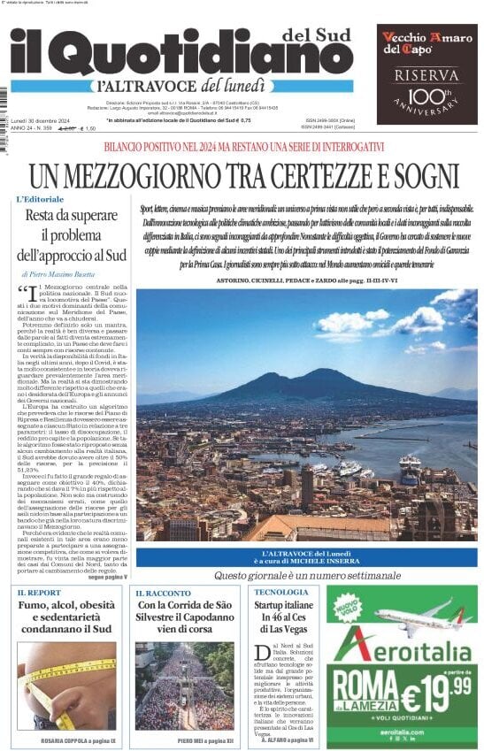 Prima-pagina-il-quotidiano-del-sud-edizione-di-oggi-30-12-2024