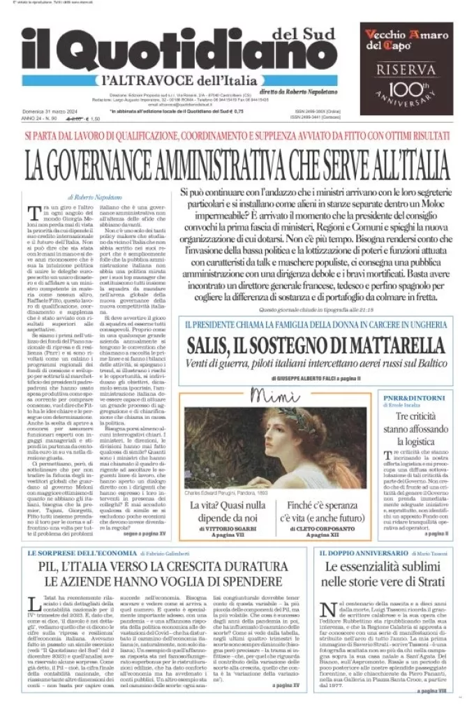 Prima-pagina-il-quotidiano-del-sud-edizione-di-oggi-31-03-2024