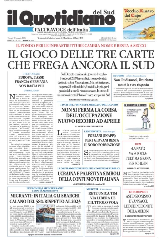 Prima-pagina-il-quotidiano-del-sud-edizione-di-oggi-31-05-2024