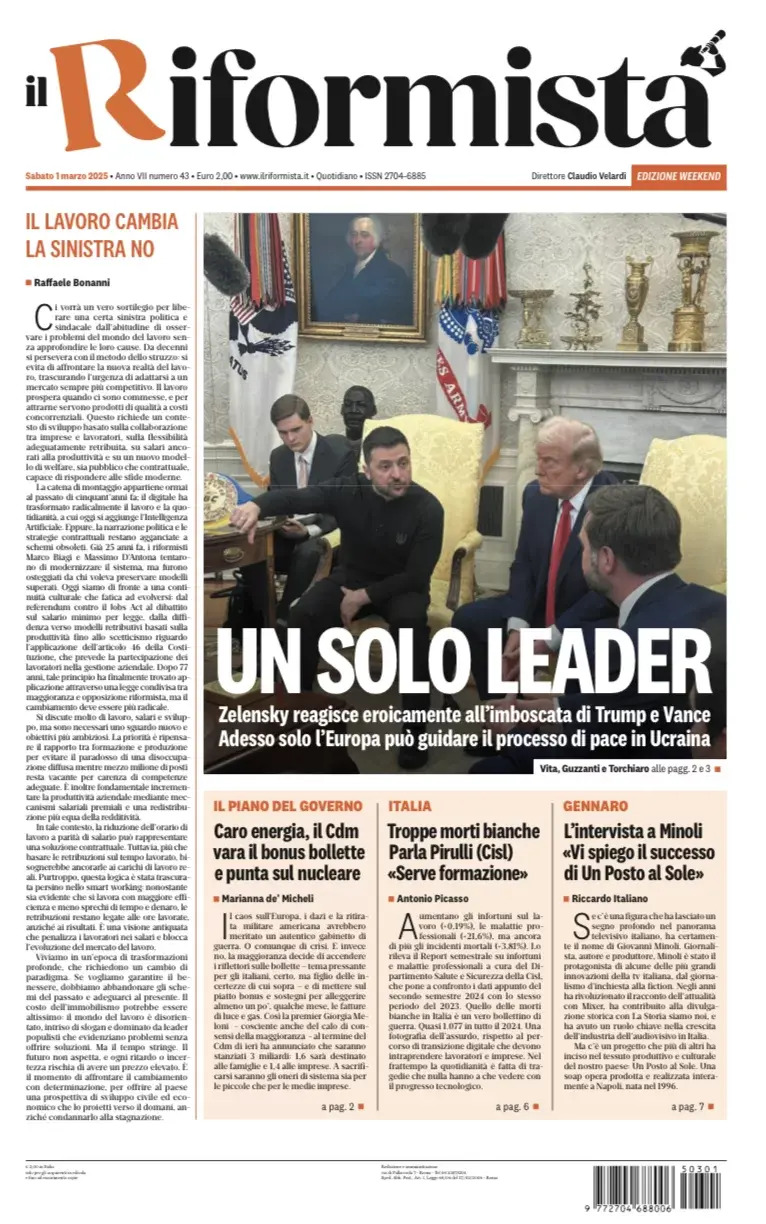 Prima-pagina-il-riformista-edizione-del-1-Marzo-2025