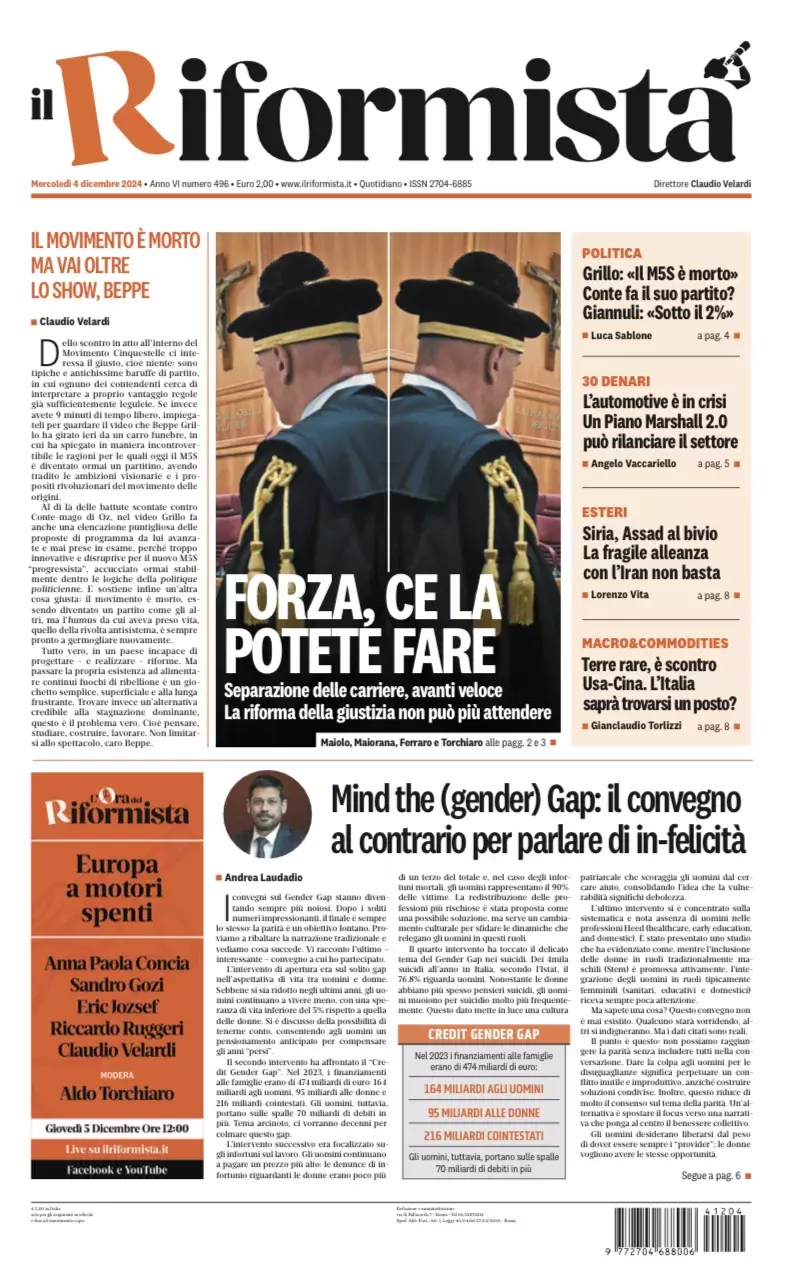 Prima-pagina-il-riformista-edizione-del-4-Dicembre-2024