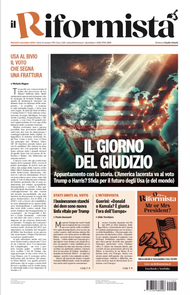 Prima-pagina-il-riformista-edizione-del-5-Novembre-2024