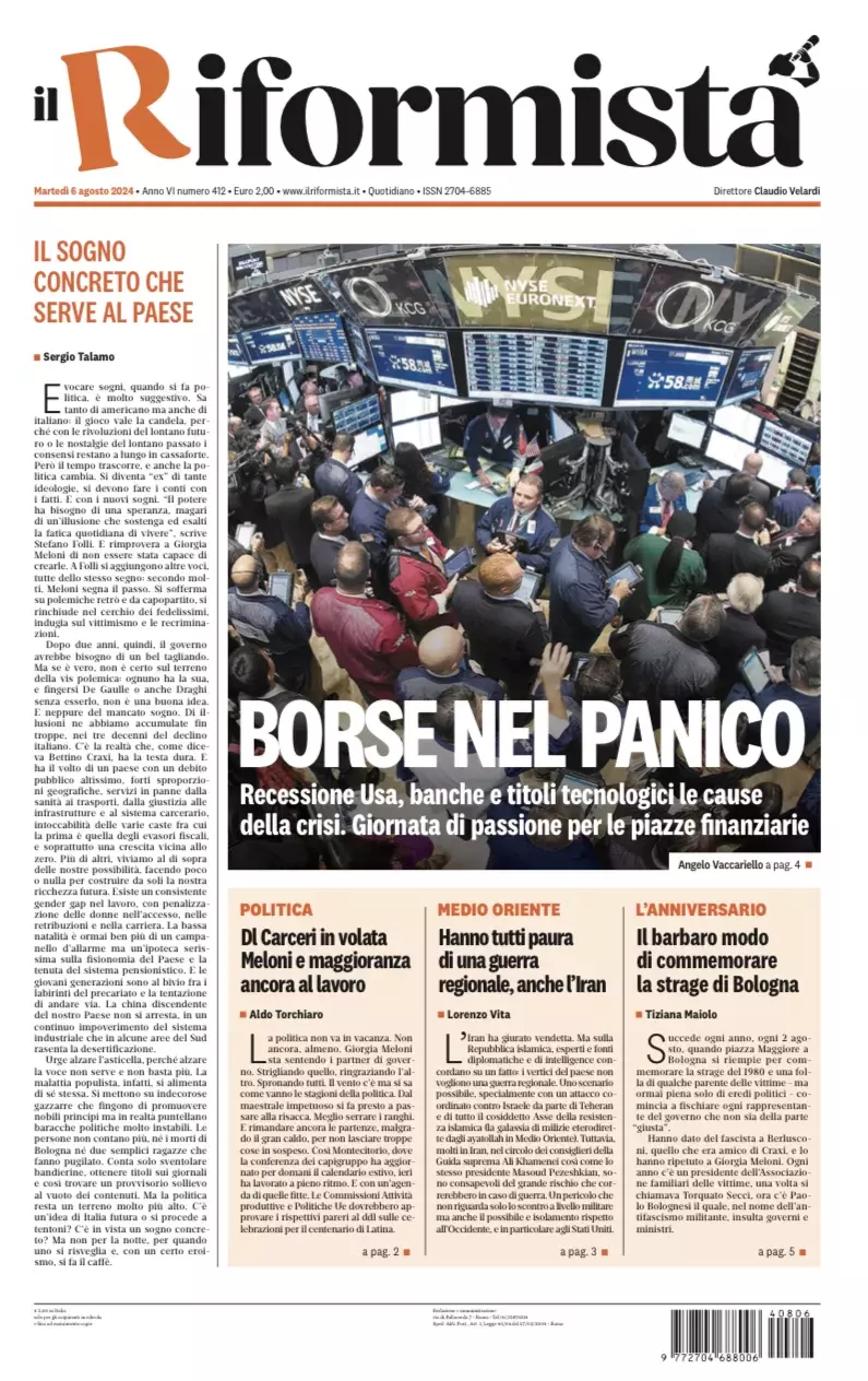 Prima-pagina-il-riformista-edizione-del-6-Agosto-2024