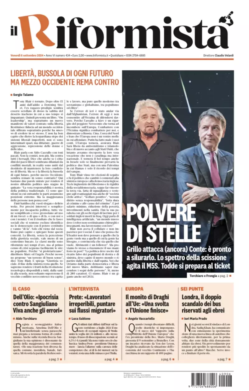 Prima-pagina-il-riformista-edizione-del-6-Settembre-2024