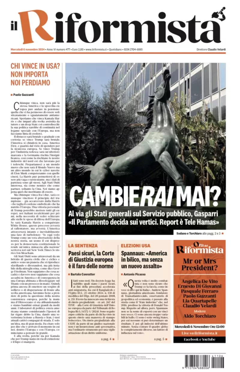 Prima-pagina-il-riformista-edizione-del-6-Novembre-2024