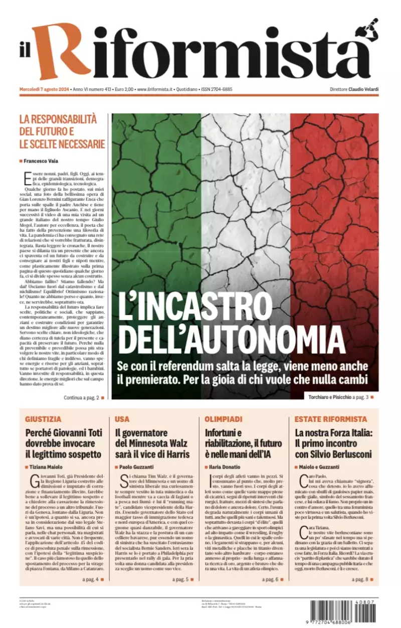 Prima-pagina-il-riformista-edizione-del-7-Agosto-2024