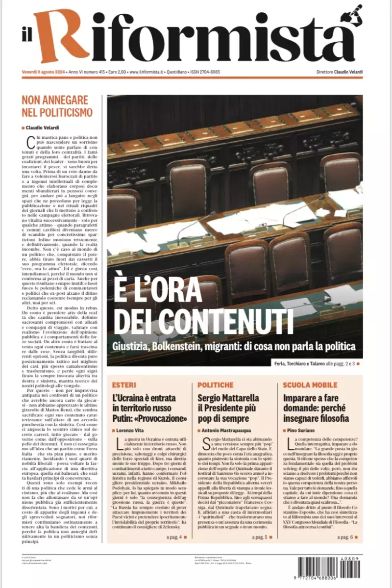 Prima-pagina-il-riformista-edizione-del-9-Agosto-2024