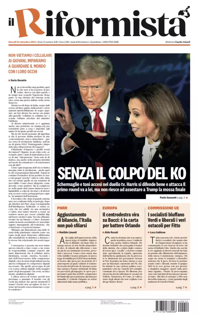 Prima-pagina-il-riformista-edizione-del-12-Settembre-2024