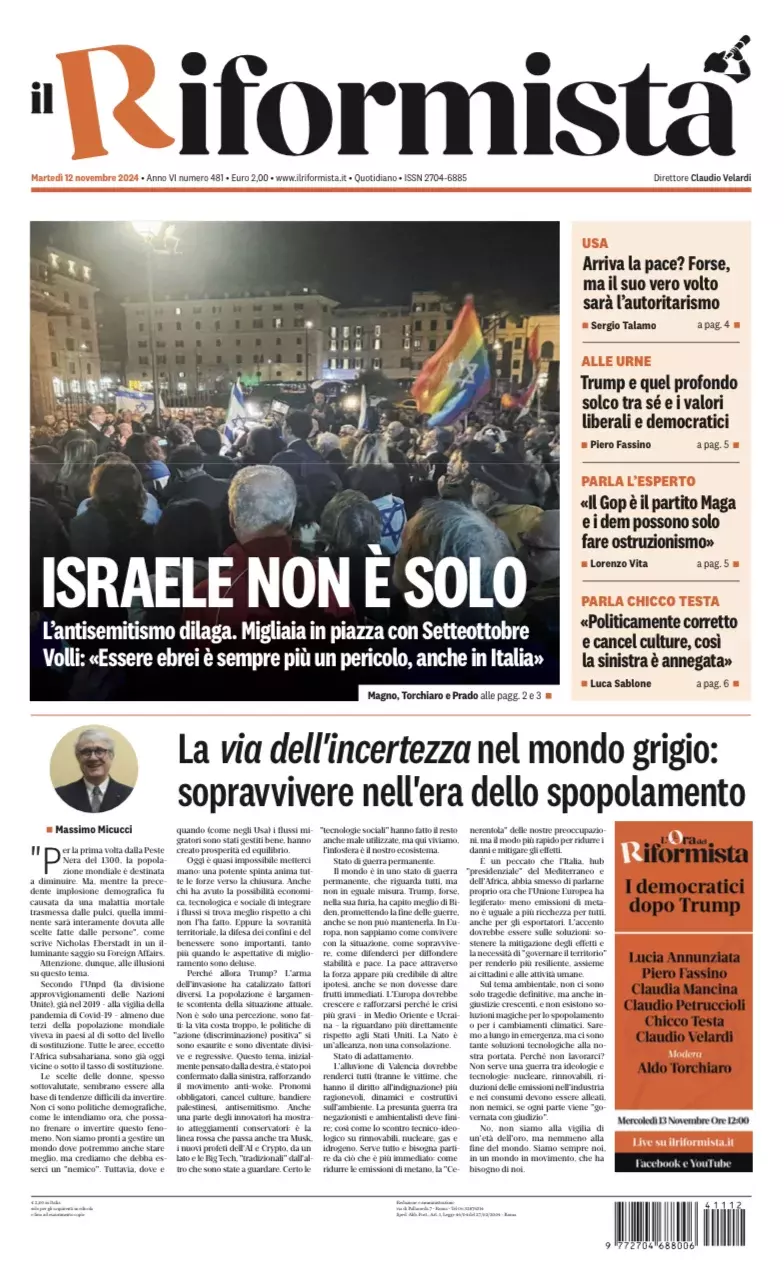 Prima-pagina-il-riformista-edizione-del-12-Novembre-2024