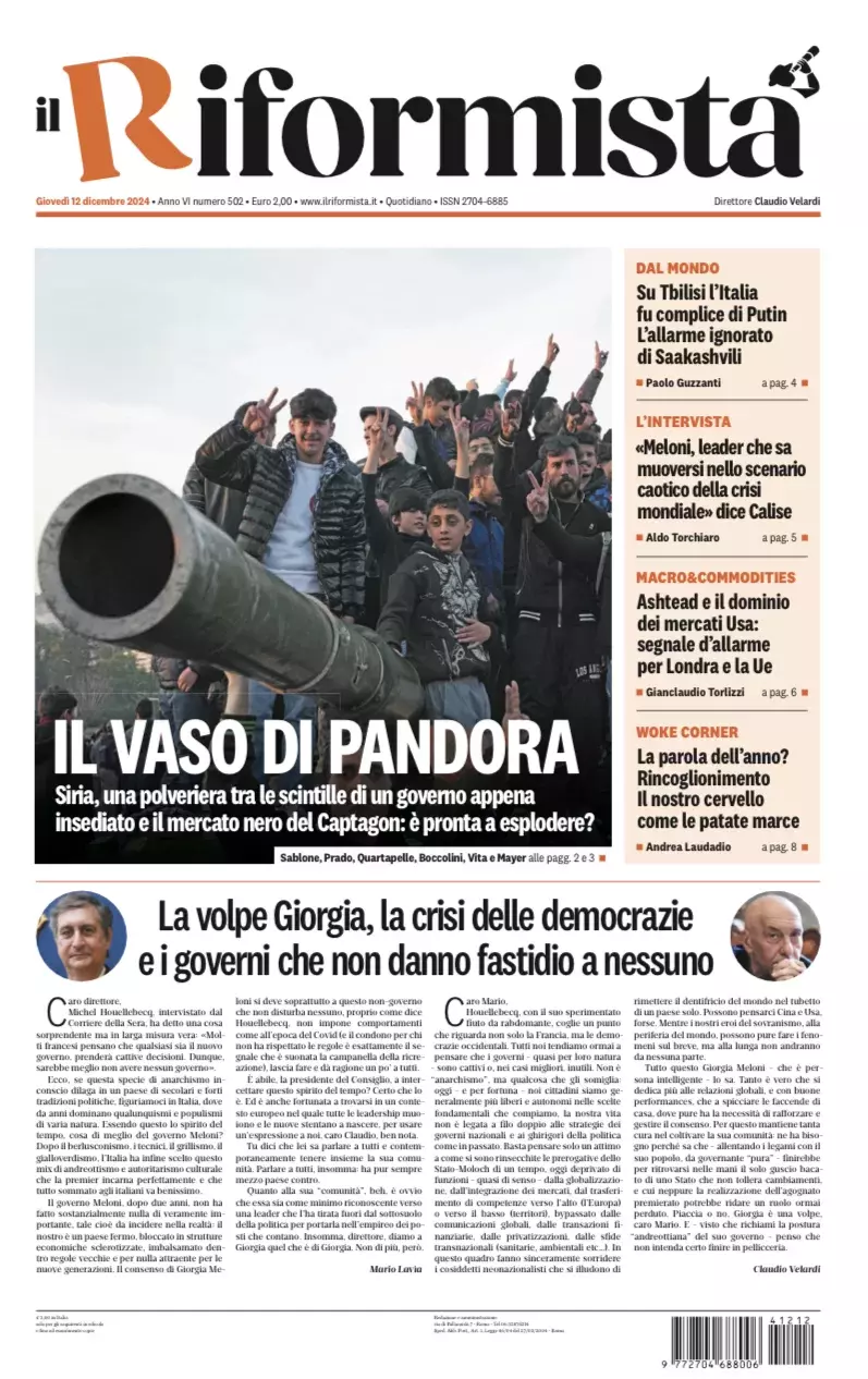 Prima-pagina-il-riformista-edizione-del-12-Dicembre-2024