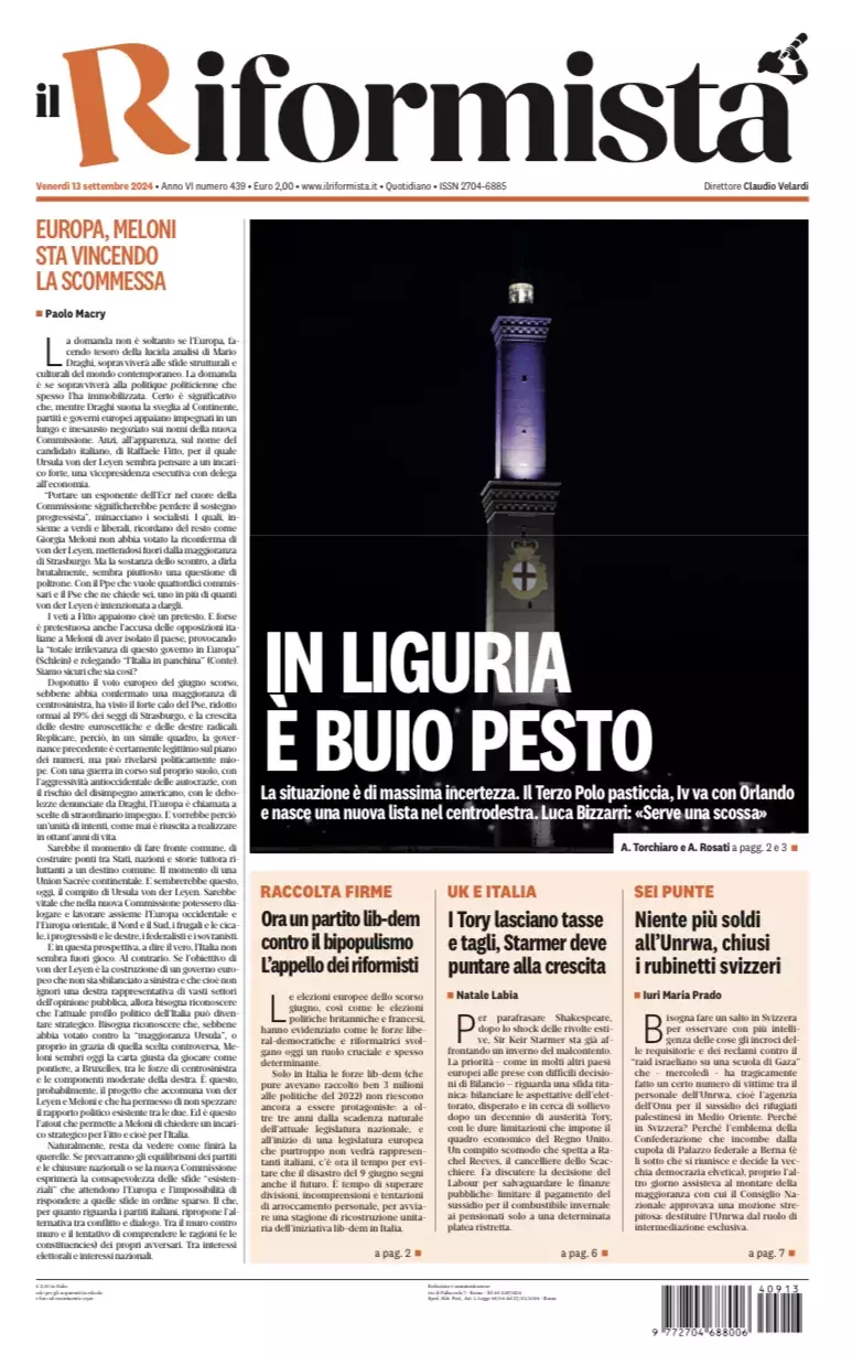 Prima-pagina-il-riformista-edizione-del-13-Settembre-2024