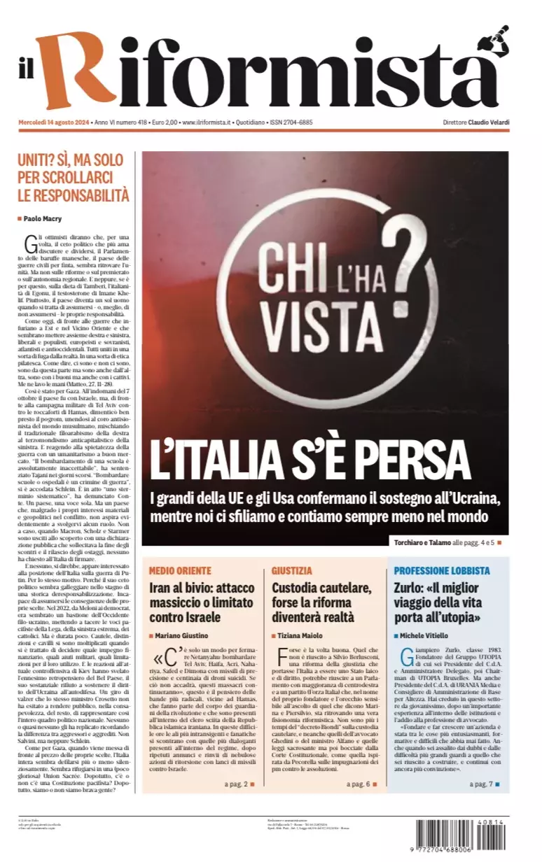 Prima-pagina-il-riformista-edizione-del-14-Agosto-2024