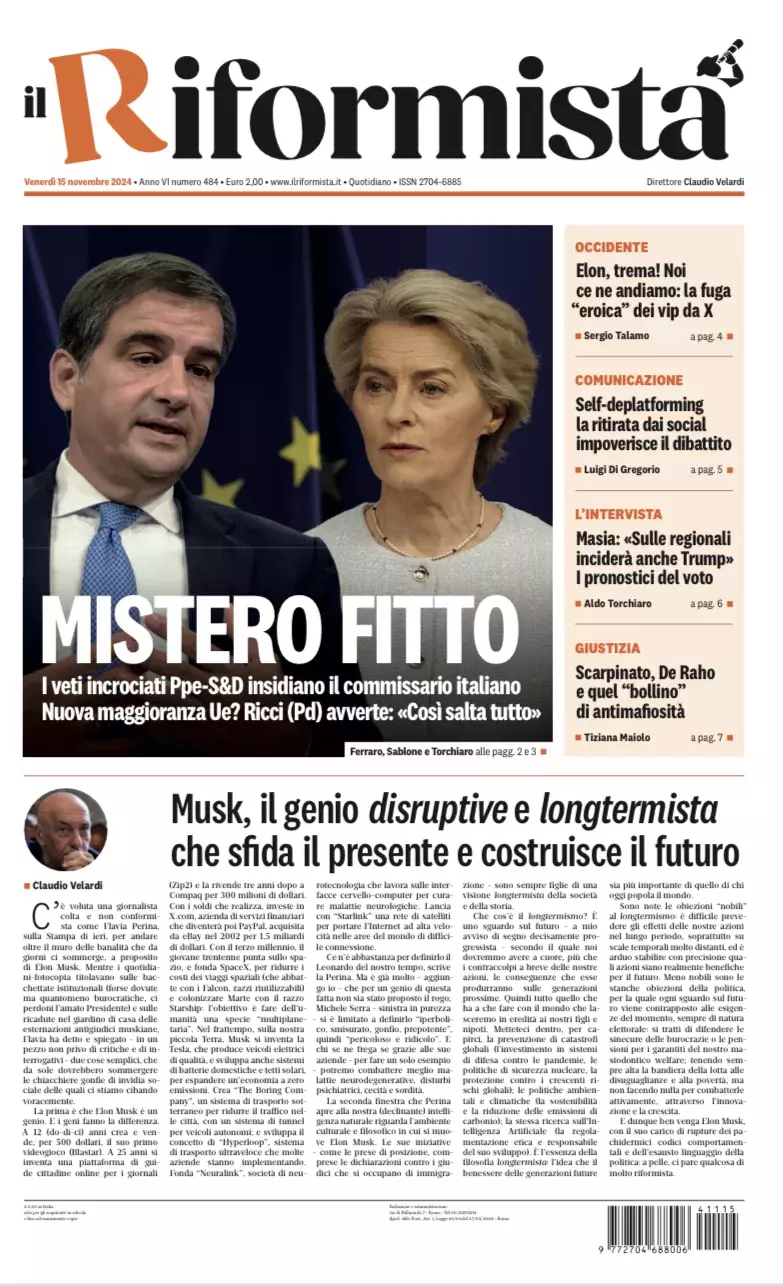 Prima-pagina-il-riformista-edizione-del-15-Novembre-2024