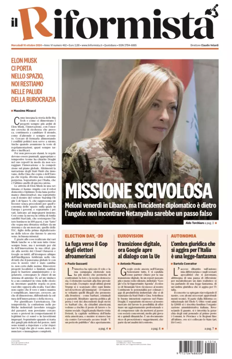 Prima-pagina-il-riformista-edizione-del-16-Ottobre-2024