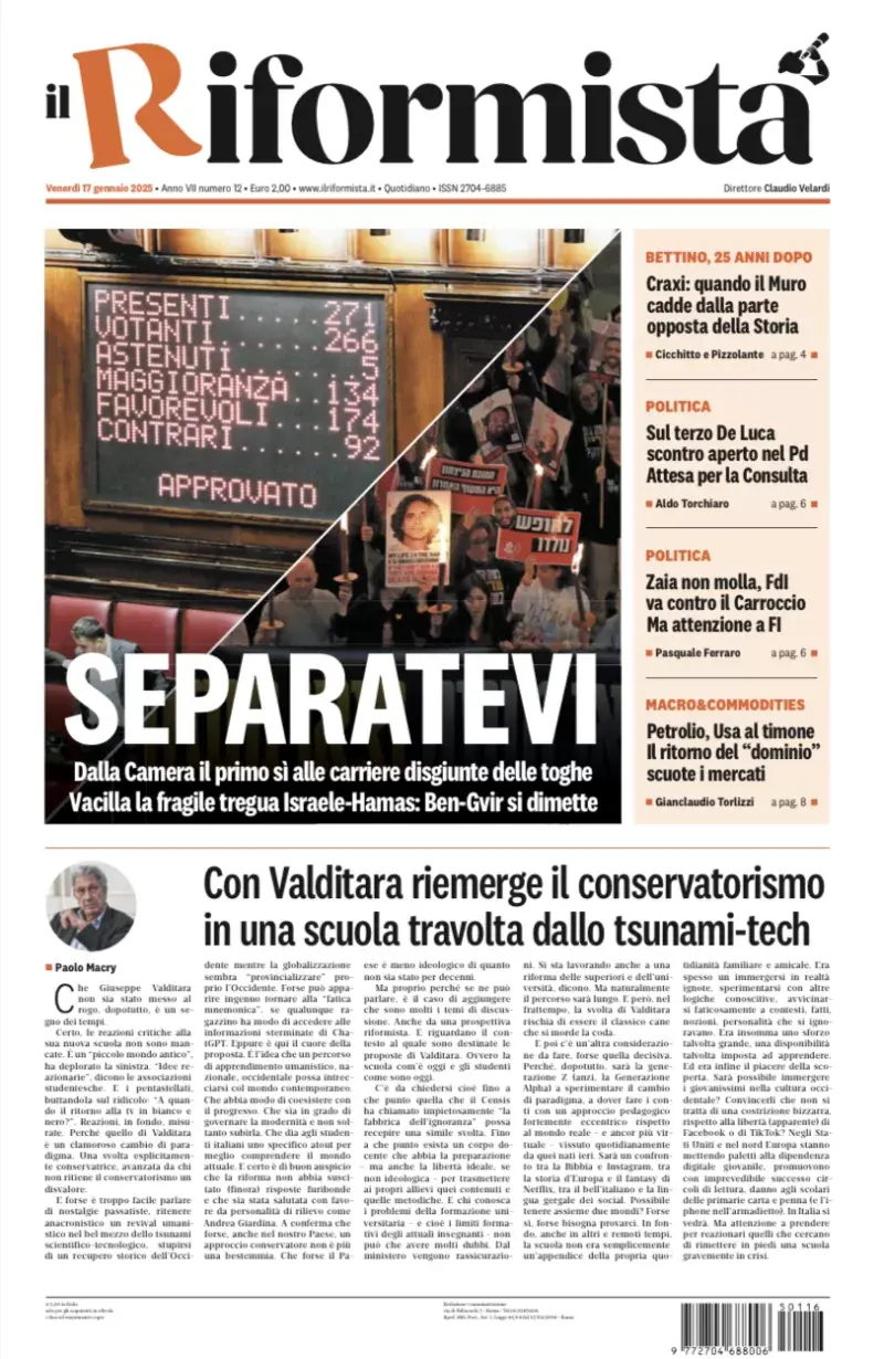 Prima-pagina-il-riformista-edizione-del-17-Gennaio-2025