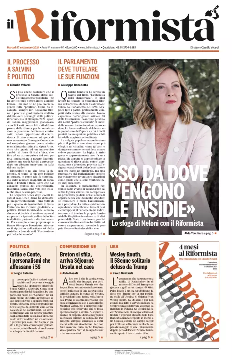 Prima-pagina-il-riformista-edizione-del-17-Settembre-2024