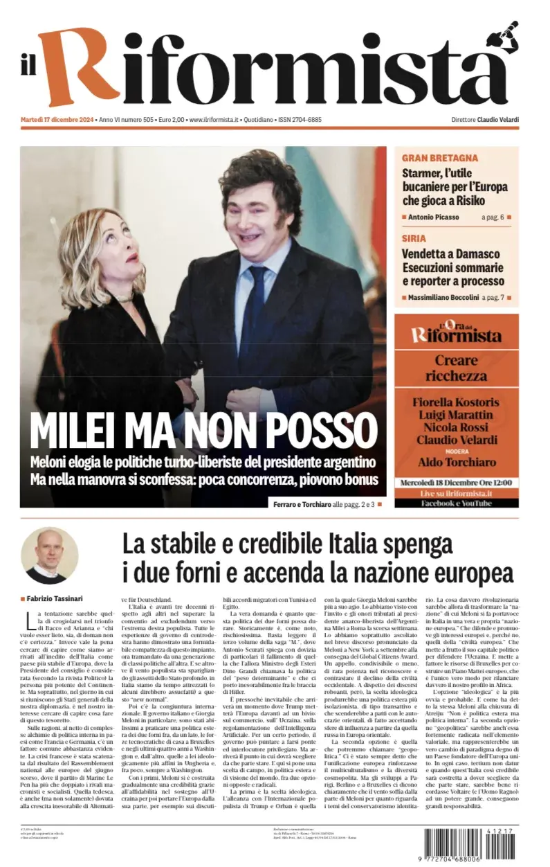 Prima-pagina-il-riformista-edizione-del-17-Dicembre-2024