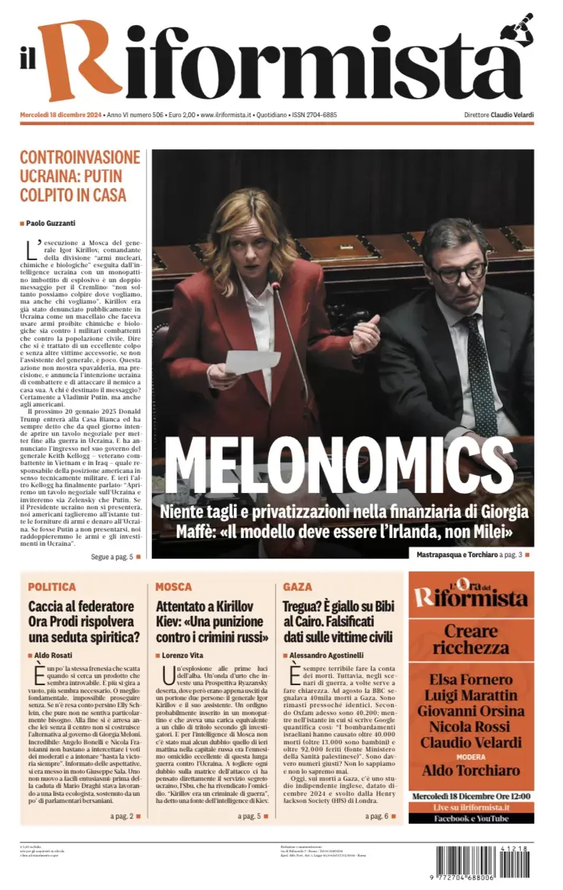 Prima-pagina-il-riformista-edizione-del-18-Dicembre-2024