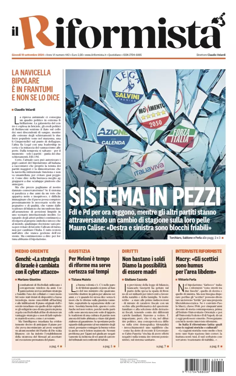 Prima-pagina-il-riformista-edizione-del-19-Settembre-2024