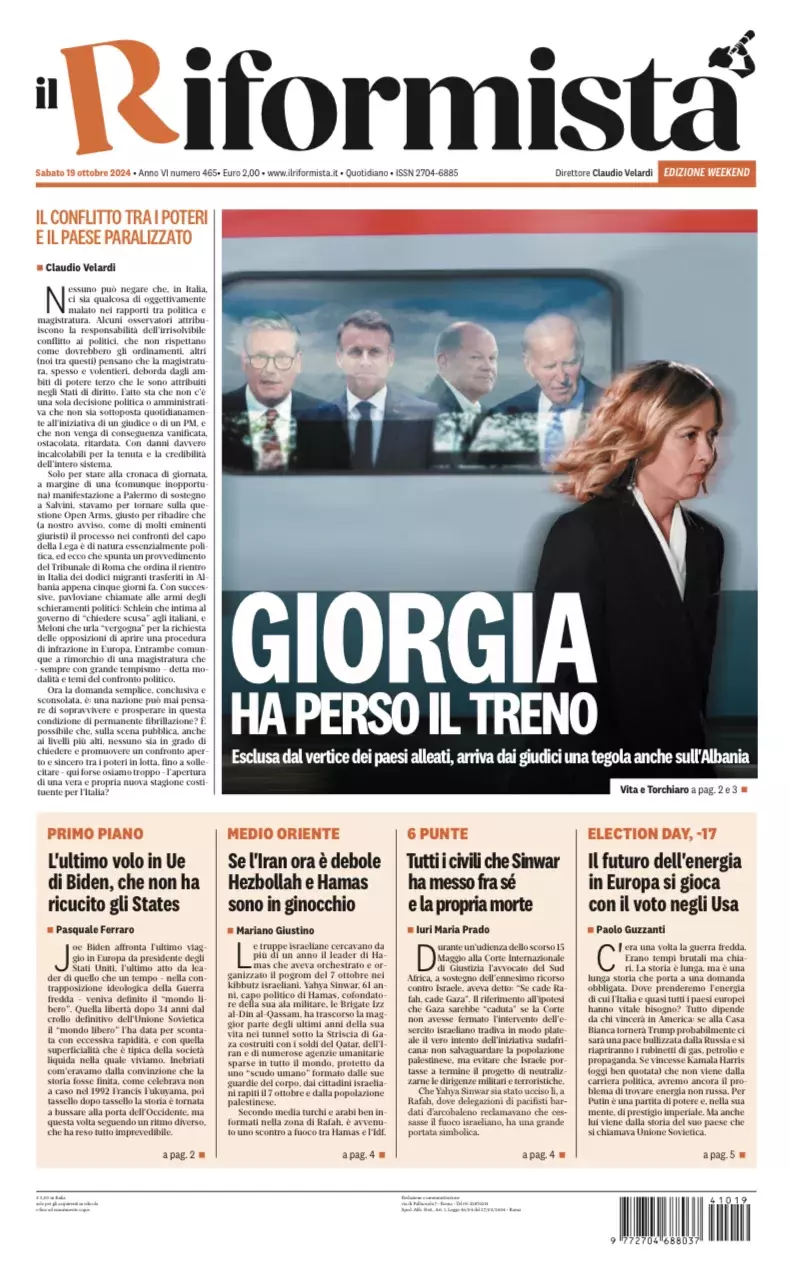 Prima-pagina-il-riformista-edizione-del-19-Ottobre-2024