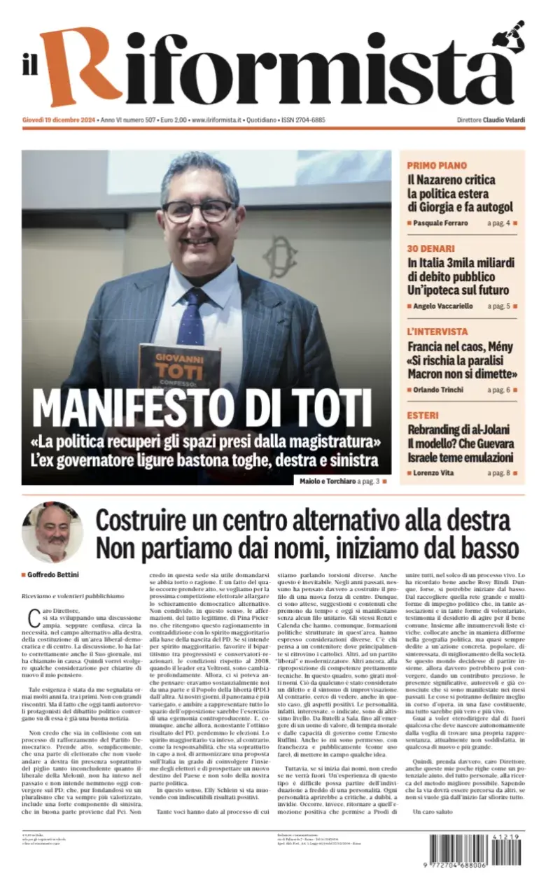 Prima-pagina-il-riformista-edizione-del-19-Dicembre-2024