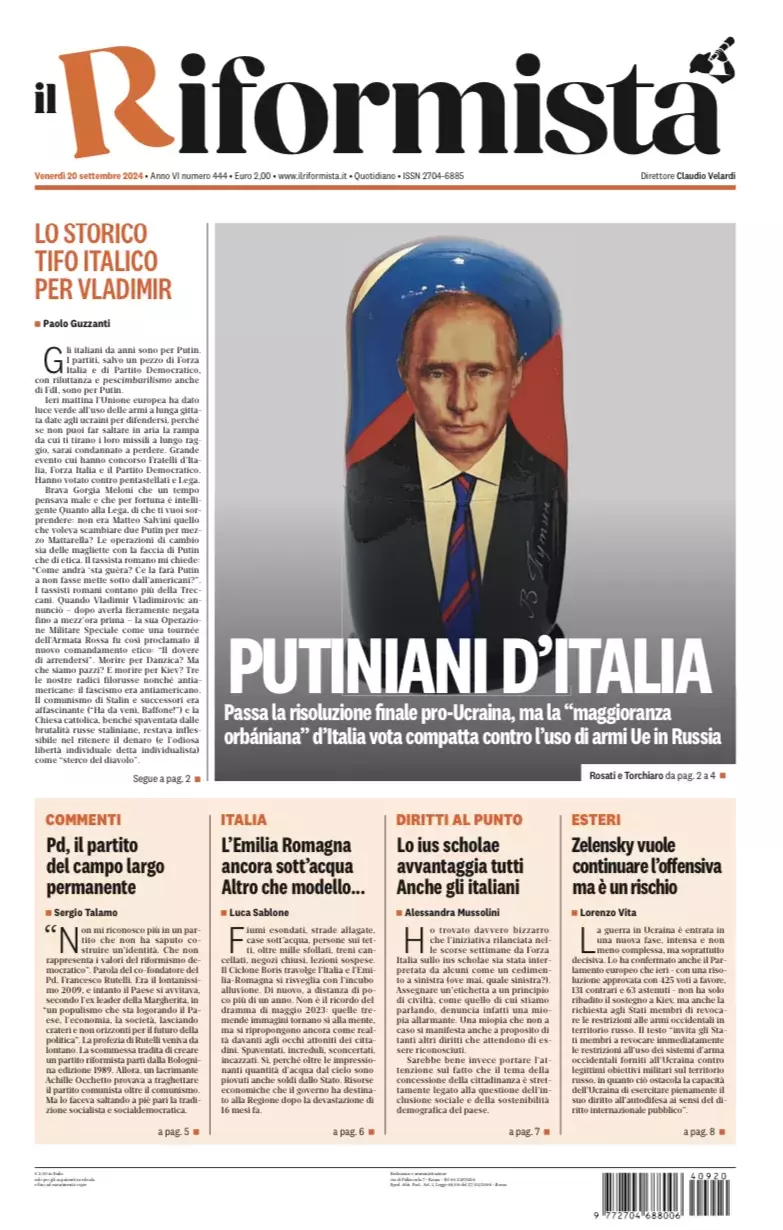 Prima-pagina-il-riformista-edizione-del-20-Settembre-2024