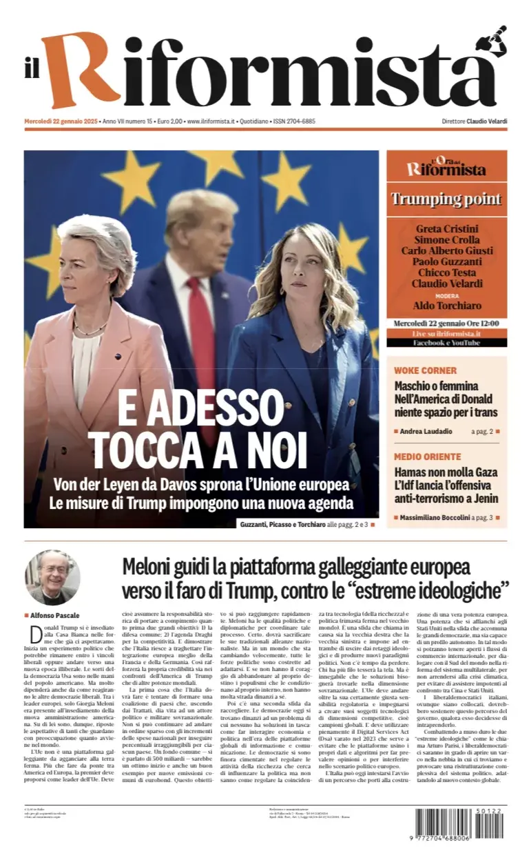 Prima-pagina-il-riformista-edizione-del-22-Gennaio-2025