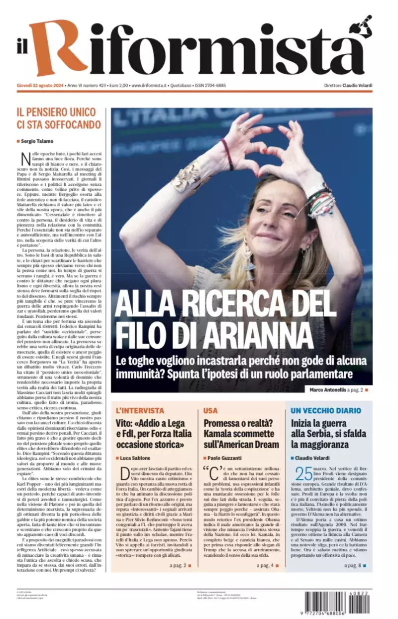 Prima-pagina-il-riformista-edizione-del-22-Agosto-2024