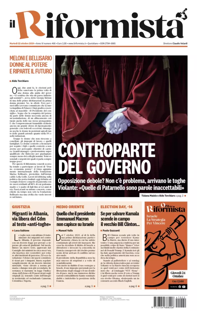 Prima-pagina-il-riformista-edizione-del-22-Ottobre-2024