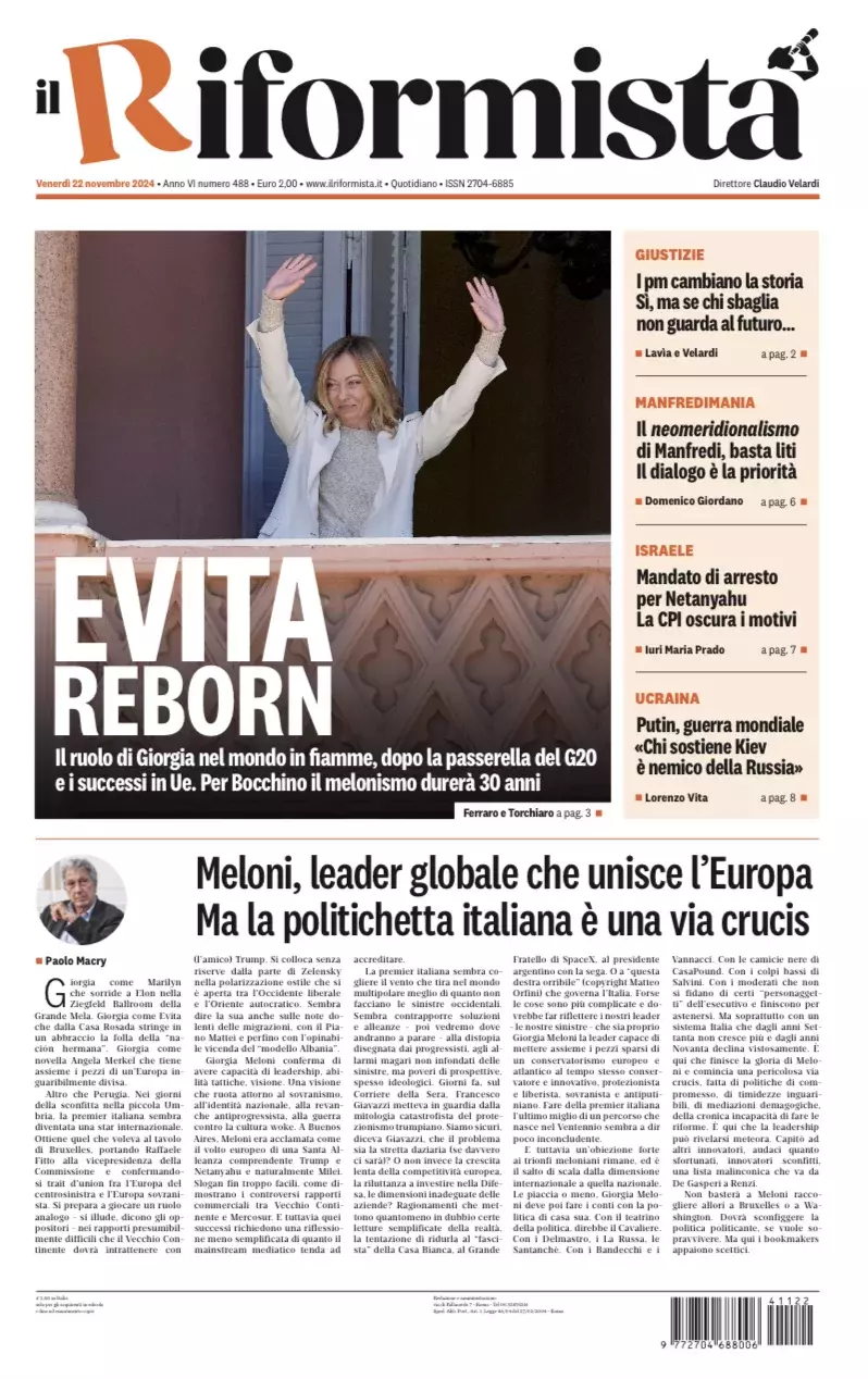 Prima-pagina-il-riformista-edizione-del-22-Novembre-2024