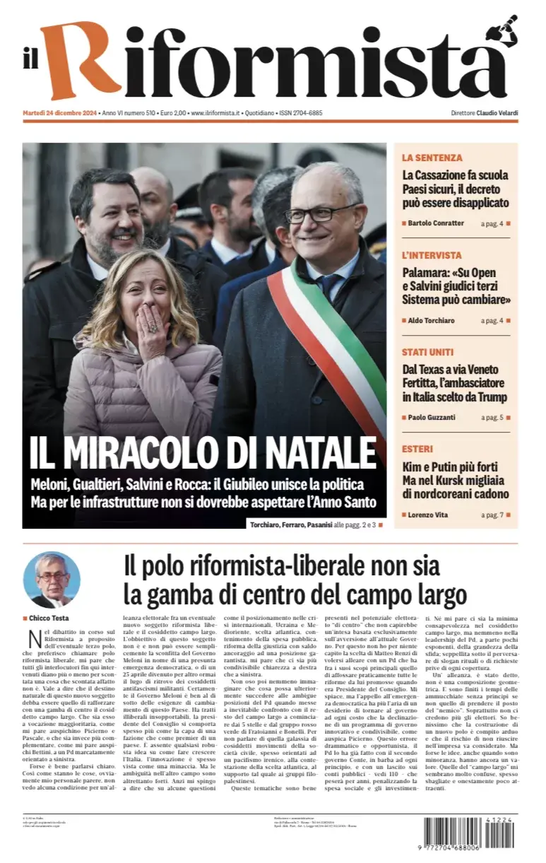 Prima-pagina-il-riformista-edizione-del-24-Dicembre-2024