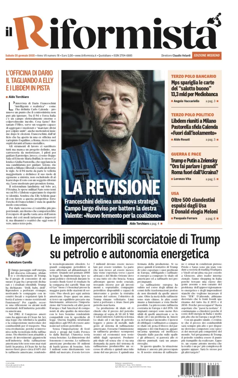 Prima-pagina-il-riformista-edizione-del-25-Gennaio-2025