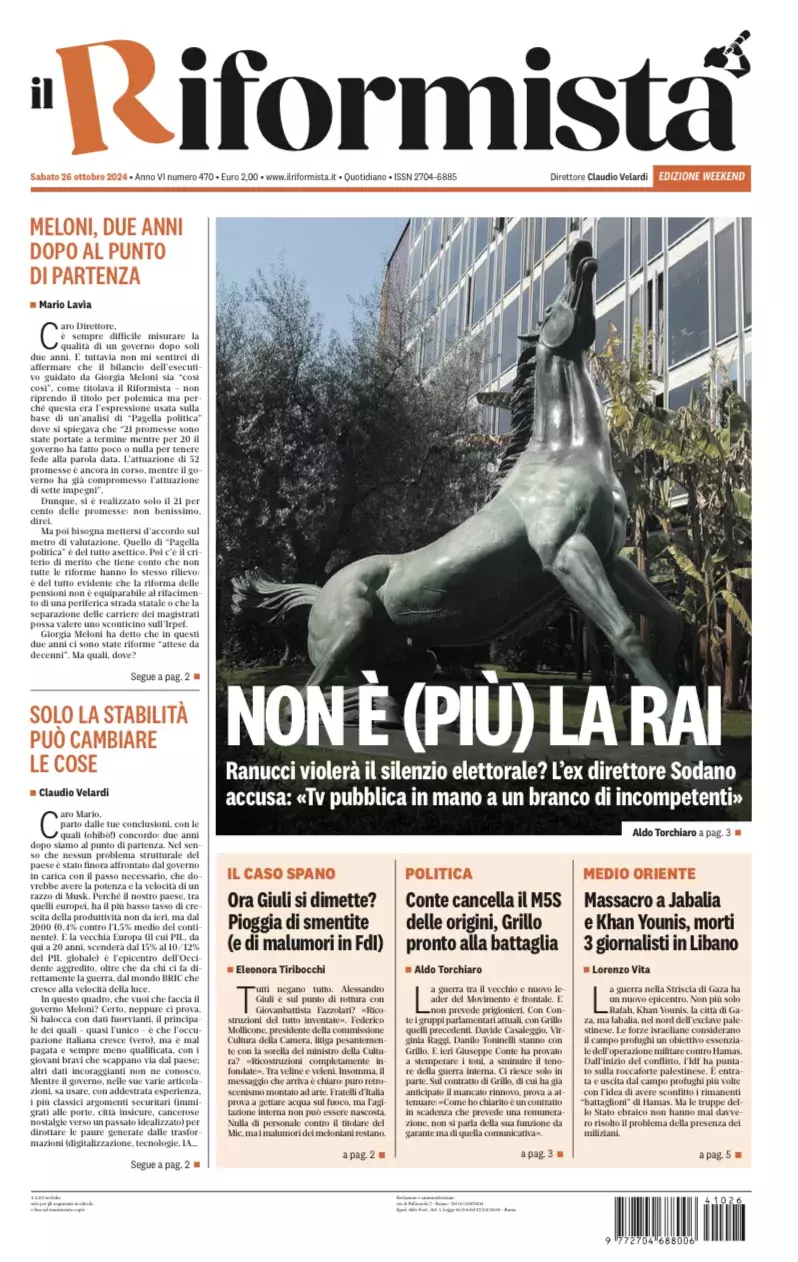 Prima-pagina-il-riformista-edizione-del-26-Ottobre-2024