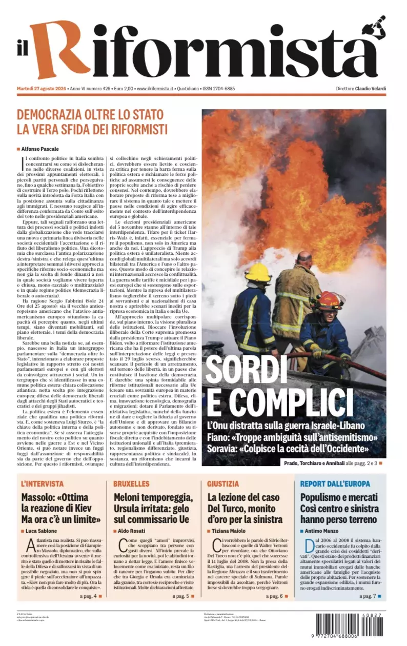 Prima-pagina-il-riformista-edizione-del-27-Agosto-2024