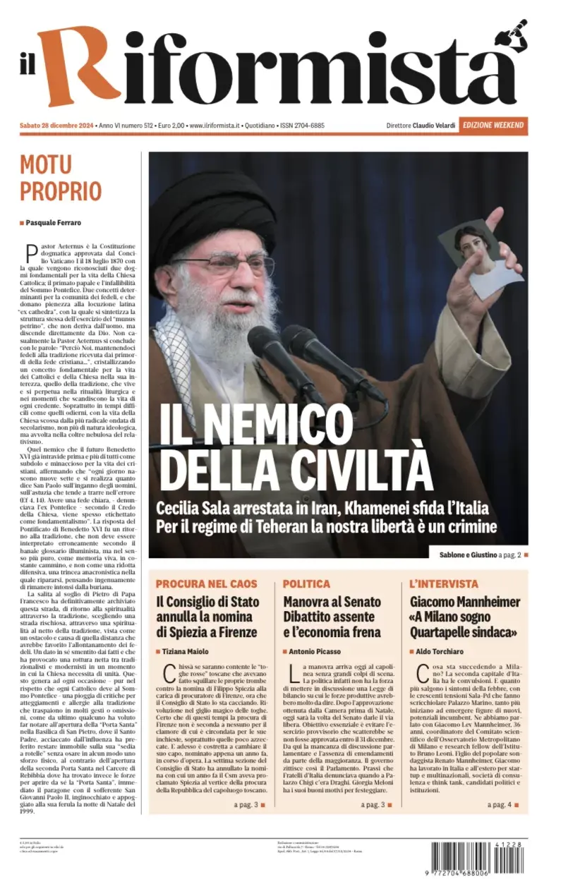 Prima-pagina-il-riformista-edizione-del-28-Dicembre-2024