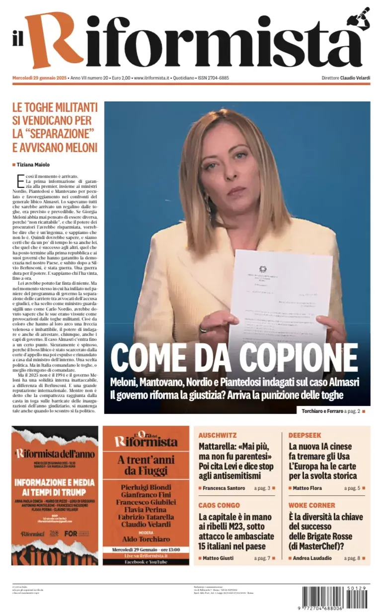 Prima-pagina-il-riformista-edizione-del-29-Gennaio-2025