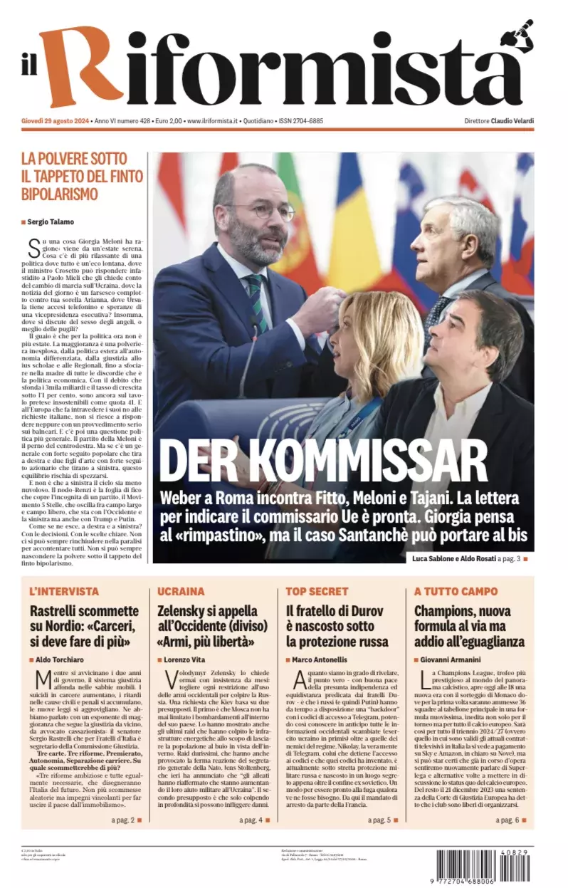 Prima-pagina-il-riformista-edizione-del-29-Agosto-2024