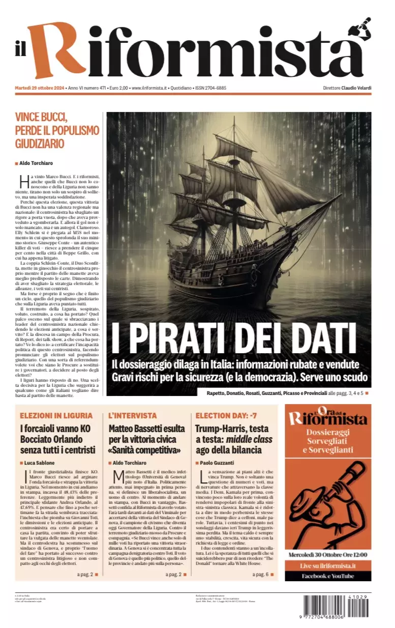 Prima-pagina-il-riformista-edizione-del-29-Ottobre-2024