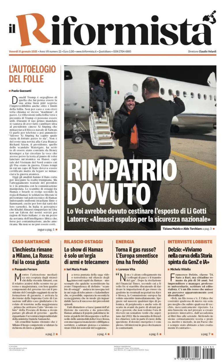 Prima-pagina-il-riformista-edizione-del-31-Gennaio-2025