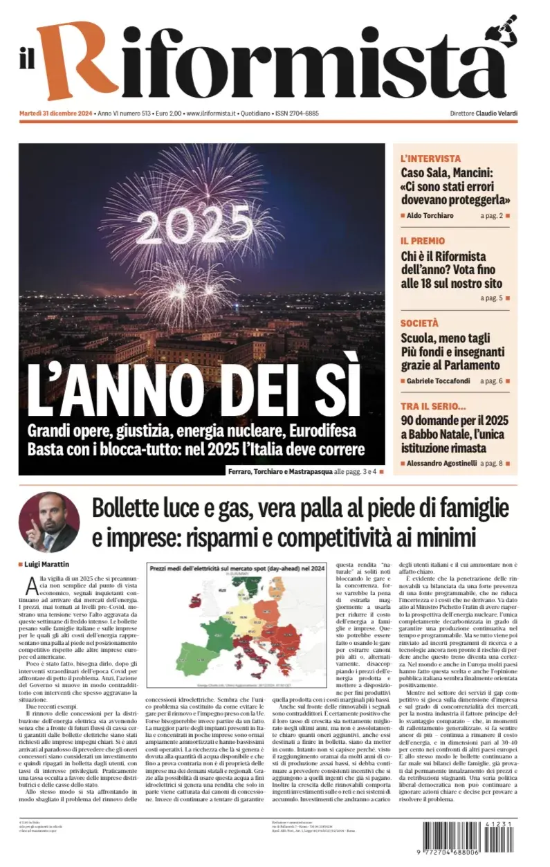 Prima-pagina-il-riformista-edizione-del-31-Dicembre-2024