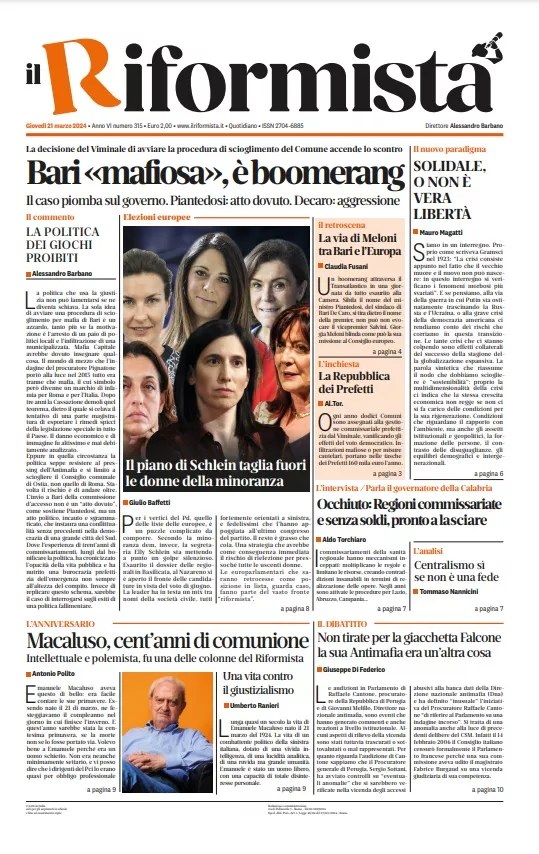 Prima-pagina-il-riformista-edizione-di-oggi-21-03-2024