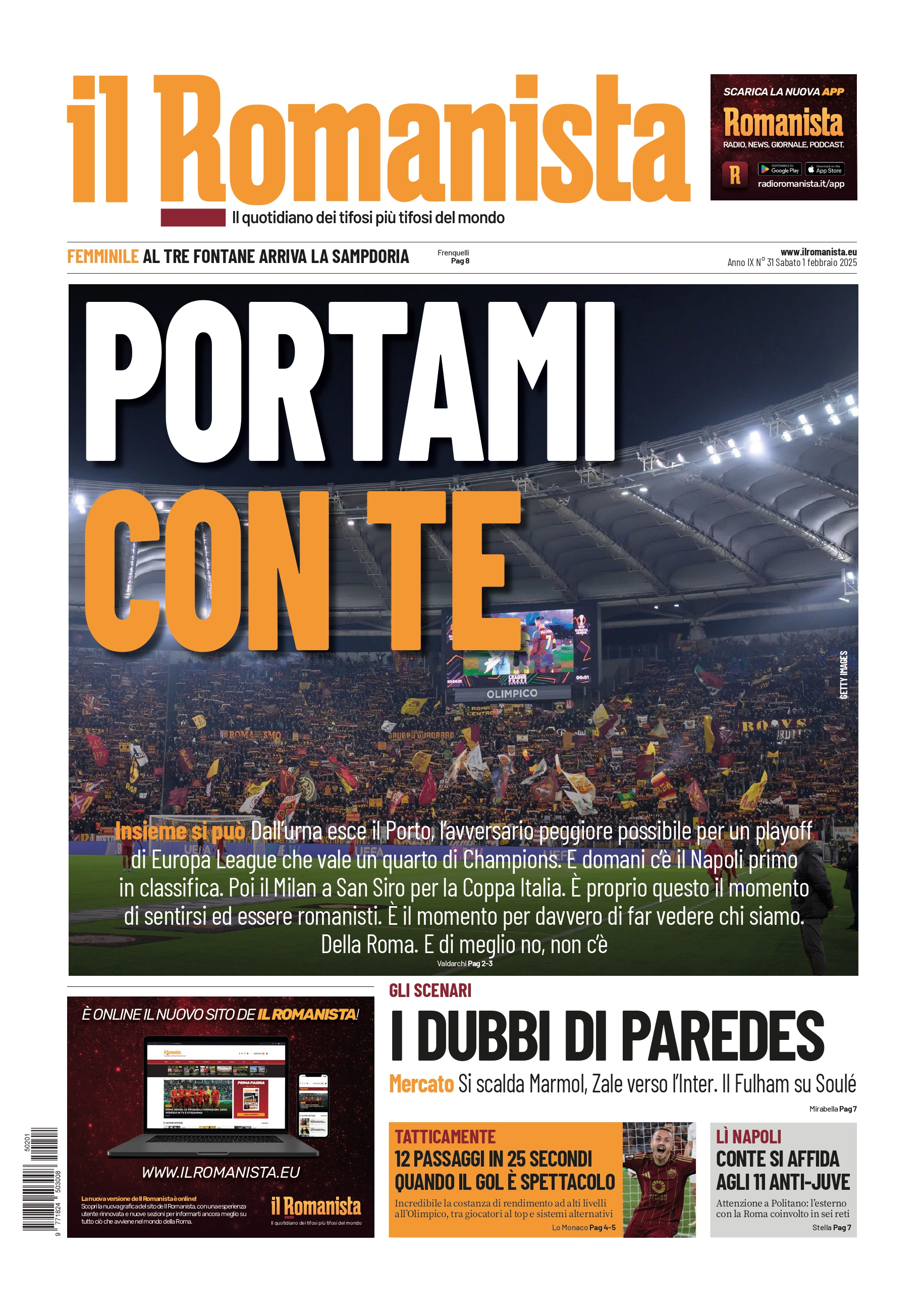 Prima-pagina-Il-Romanista-edizione-di-oggi-01-02-2025